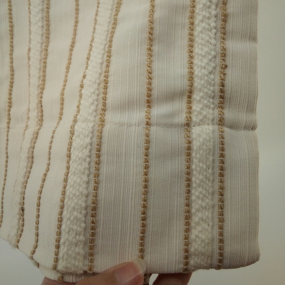 Pier 1 Imports Cream Gold Striped Embroidered Cotton Blend Brass Curtains - Picture 4 of 7